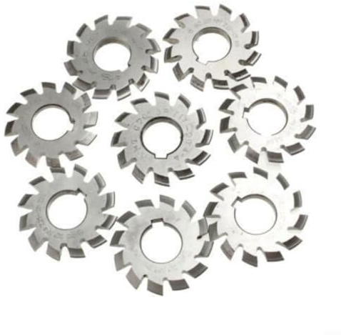 8-delat HSS M2 kugghjulsfräs-set för evolventkuggar med 20° tryckvinkel och 22 mm hål för bearbetning av järn- och icke-järnmetaller i maskinteknik för moduler 1 till 8