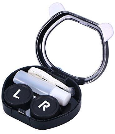 Rosenice - Astuccio con kit di lenti a contatto da viaggio, con pinza per applicare le lenti, bastoncino, Bottiglia per soluzione e specchio incorporato, forma a panda, colore casuale