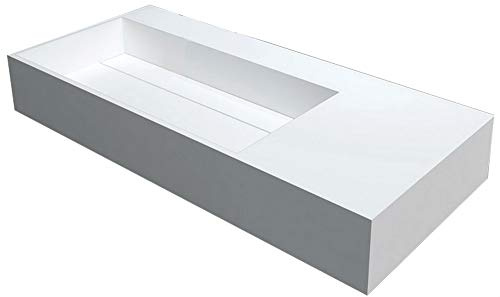 Lavabo sospeso, rettangolare, PB2015, in resina di sintesi (Solid Stone) - 90 x 48 x 13cm