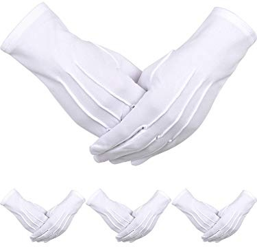 Sumind 4 Pairs Adult Uniform Gloves Spandex Gloves Dress Glove for Police Formal Tuxedo Guard Parade Costume