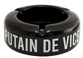 Fisura - Cendrier Original Noir avec Message p*Tain de Vice. Cendrier d'extérieur avec Une Phrase Amusante. Cendier Design fabriqué en céramique. Mesures : 10 x 10 x 4 centimètres.