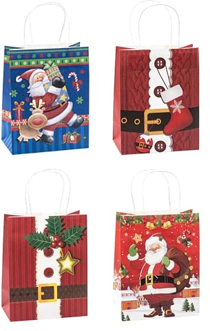 TSI Geschenktüten aus Kraftpapier WEIHNACHTEN, 12er Packung, Größe: Mittel (HxBxT 23 x 18 x 10 cm), Art. Nr. 88019