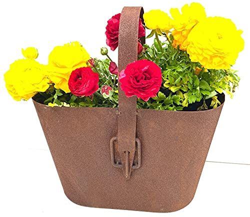 Alt Mebel Tasche Blumen Edelrost Design zum bepflanzen. Gartendekoration Tarrasse Garten