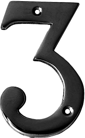 Motif 4-Inch House Address Numbers for Outside Wall Decor - Mailbox and Door Numbers (Satin Black, Number 3)