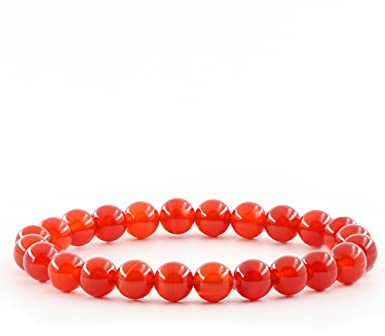 Ouubuuy Roter Achat Armband, 8mm Heilsteine, Edelstein Armband Damen, Stein Armband Damen, Armband Perlen Damen