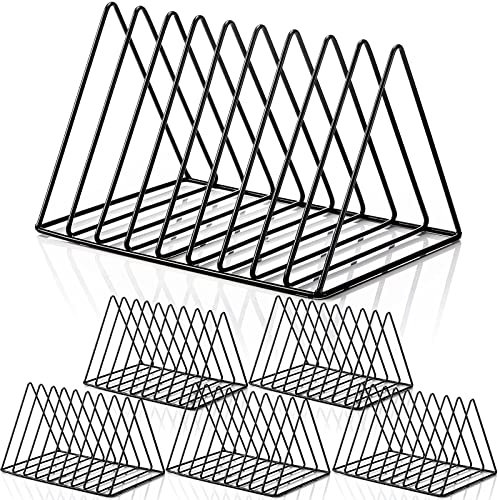 Shimeyao 6-Piece Triangle Metal Record Stand Holder - Black (Home Office Decor, Photography Props, Art Display)