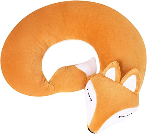 AHDMR Oreiller de Voyage Renard Mignon Coussin de Nuque Voyage Enfant Adulte U-Oreiller de Soutien du Cou Confortable Coussin Cervical Ergonomique Cale Nuque Avion Voiture Oreiller de Sommeil Bureau