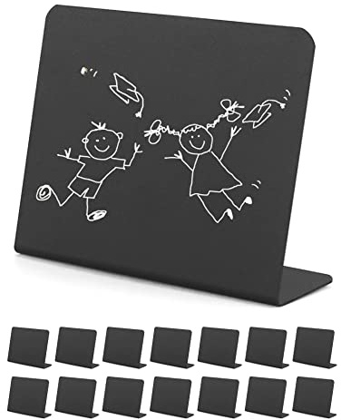 QWORK® 15 Stück Klein Kreidetafel 10 x 7.5 cm, Kleine Tafeln zum Beschriften für Buffet Schilder, Preisschilder, Hochzeit Tischaufsteller
