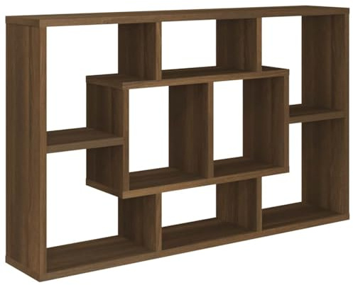 vidaXL Wandregal, Hängeregal mit viel Stauraum, Bücherregal für Schlafzimmer Wohnzimmer, Schweberegal Büroregal Regal, Braun Eichen-Optik Holzwerkstoff
