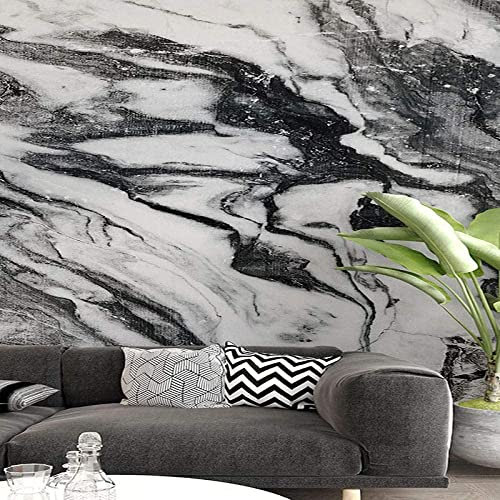 Papier Peint Mural 3D Marbre Noir Et Blanc Abstrait Autocollant Mural Photo Art Affiche Murale Autocollants Muraux Décoratifs Peler Et Coller Autocollants De Fond Muraux Amovibles Pour 400(L)x280(H)cm