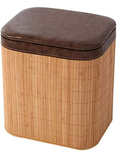 AZICYN Ottomans Fußhocker Einfacher Hocker, Fußhocker Sofa Hocker Bambus Strickhocker mit Stauraum Sitz Schuhbank Tür Wohnzimmer Zuhause Dekorativ, 5 Farben, 2 Größen/D / 40 * 34 * 45 c