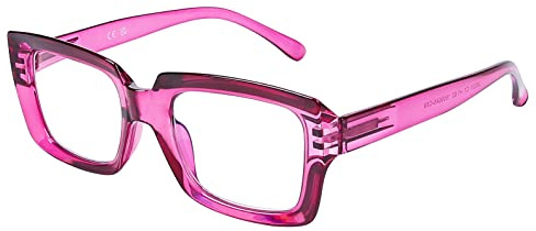 DOOViC Modern Lesebrille Blaulichtfilter Großes Rechteckig Schräg Gestell | Federscharnier Computerbrille Brille mit Sehstärke für Damen/Lesen/Buch (5 Farben)