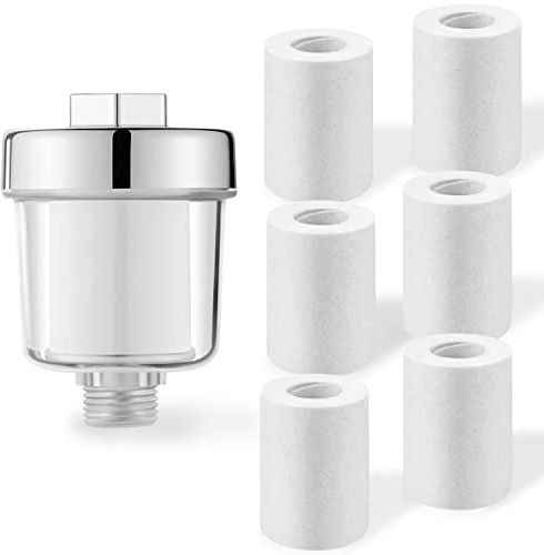 DBALL Filtro Ducha Antical Filtro Agua Ducha con 6 Elementos Filtrantes Reemplazables que Filtran Eficazmente Impurezas del Agua, para Grifos o Ducha, Lavadoras