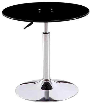 Runder Glastisch, Stehtisch, höhenverstellbarer Glastisch, gehärtetes Glas, Balkon-Couchtisch, anhebbarer Tisch, Kleiner Couchtisch (Größe: 80 cm, Farbe: Schwarz)