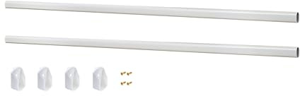 ALUSFERA Klädstång skåprör – oval 2 x garderobsstång – längd 96 cm – garderobsstång av Mettal med hållare – vit garderobsstång