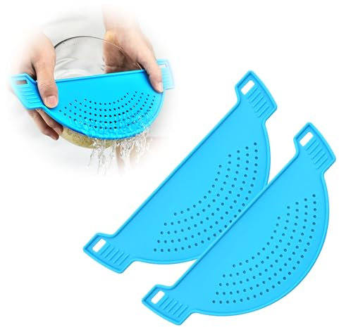 2 Piezas Colador Rápido, Colador a Presión, Colador para Pasta, Verduras, Ollas, Cuencos (Azul)