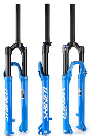 FukkeR 26 27.5 29 Inch Downhill Air Suspension MTB Bike Mountain Bicycle Front Fork 120mm Travel Quick Release 100×9mm Straight Tube 1-1/8'' Disc Brake XC AM(Blue manual,27.5inch)