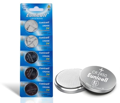 Eunicell - 10 x CR2450 3V Lithium Coin Battery/Button Cell Battery - Suitable for use in LED lights, Digital Voice Recorders, Toys, Blood Glucose, Cholesterol Testing, Meters, Toys