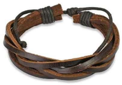 Paula & Fritz® Armband Herren Kunst-Leder Braun Verstellbar 190-mm bis 250-mm Lang 13-mm Breit Männer Damenarmband Armschmuck Krawatten-Knoten Gedreht