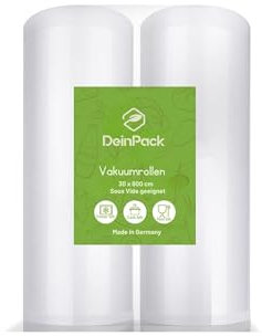 DeinPack Vakuumfolie 30 x 600 cm / 2 Rollen, Vakuumierfolie für alle Vakuumierer & Lebensmittel, Strukturbeutel, Vakuumbeutel Sous Vide geeignet, Gefrierbeutel, Folienbeutel BPA-frei, Made in Germany