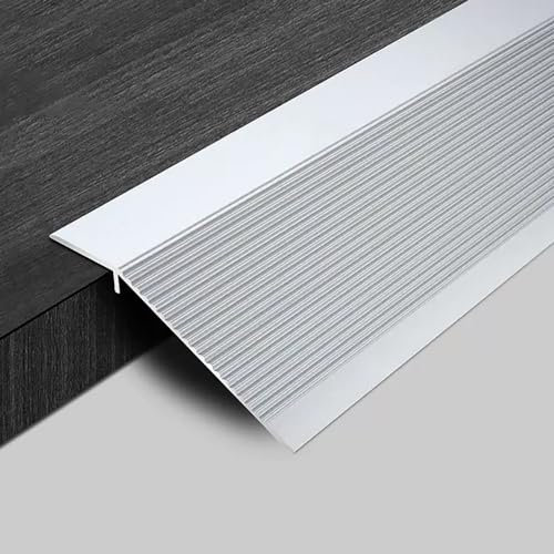 KGAILL Übergangsprofil Aluminium Bodenübergangsstreifen Abschlussprofil Anti-Rutsch Türleisten Ausgleichsprofil Höhenausgleich 1-5cm (Color : Silvery white, Size : 90cm(35.4in))