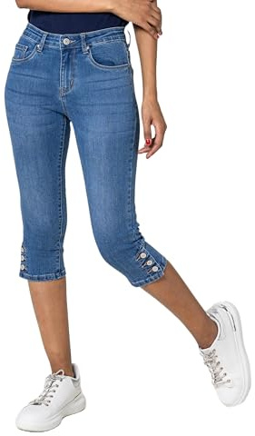 Nina Carter P516 - Jean pour femme - Coupe ajustée - Taille haute - Pour l'été, Bleu (P516-5), XL