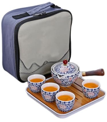 kaixiaochai 360 Degree Rotating Teapot Set, 2023 New 360° Rotation Tea Maker, Ceramic Portable Travel Tea Set, Chinese Kung Fu Tea Set (Lotus Rhyme)