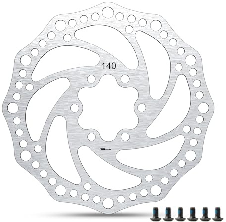 Amitor Disco freno per bicicletta, disco freno Centerlock, 140 mm, 6 fori, dischi freno per bicicletta con 6 viti per mountain bike, mountain bike