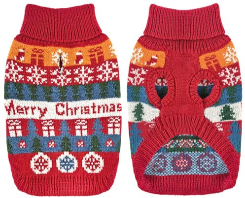 Dolahovy Hund Pullover Schneeflocke Pullover Welpen Mantel Hunde Stricken Weihnachten Winter Kleidung Outfit Xmas Hund Pullover Fleece Hund Anzug für kleine mittlere Hunde Katzen Chihuahua Red S