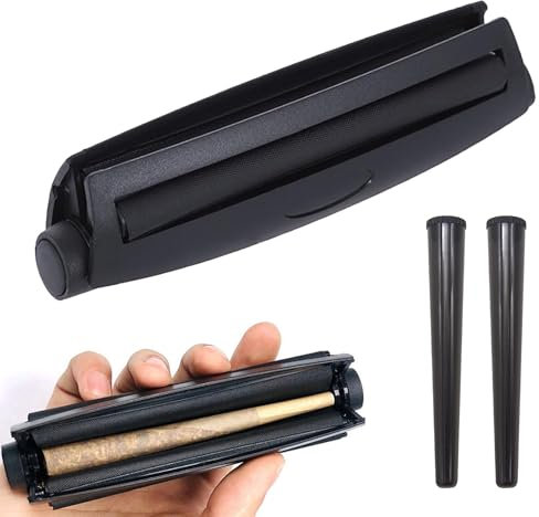 Joint Drehmaschine,Drehmaschine Joint,Zigaretten Drehmaschine,Drehmaschine Zigaretten 110mm,Drehhilfe Joint,mit 2 Stück Set Zigarettenaufbewahrungsröhren (Schwarz)