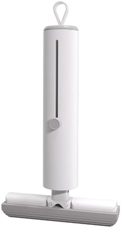 Fregona de escritorio autocentrifugada, pequeña fregona absorbente giratoria, escoba de esponja para uso húmedo y seco, con agujeros de suspensión para cuarto de baño, cocina, oficina