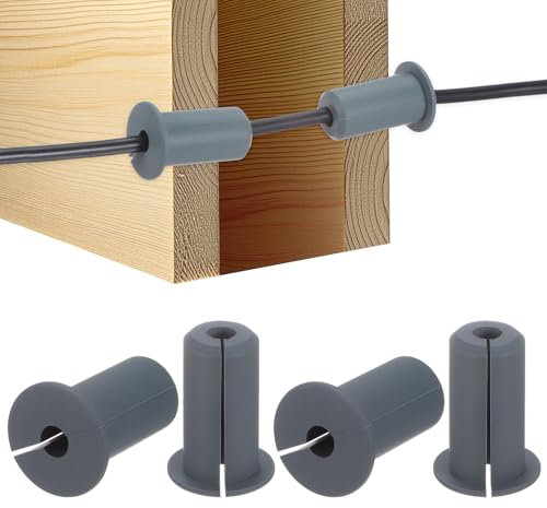 M METERXITY 4-Pack Cable Routing Kit, for 3/4 Inch Wall Hole Silicone Feed Through Wall Grommet Cable Punch Grommet Wall Hole Cover Bushing for Ethernet Cable [38mm Length, Grey]