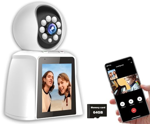 PEGATISAN 2K 3MP Caméra Surveillance WiFi Intérieure avec écran 2,8 Pouces WiFi Caméra Bébé, Vidéo Bidirectionnel, Détection de Mouvement IA, Carte SD, pour Bébé/âgées/Animaux