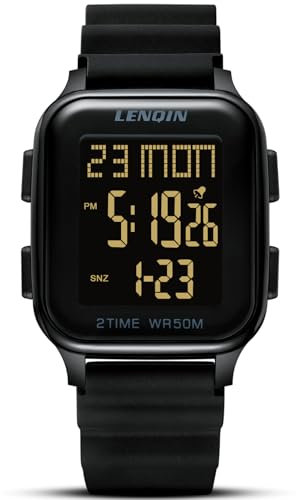 LN LENQIN Orologio uomo Orologio Digitale da Uomo Orologio Sportivo Impermeabile Fino a 50m Cronometro Orologio da Uomo Con Retroilluminazione a LED/Timer/Sveglia/Data (Nero Oro)