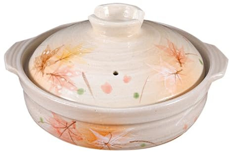 Casserole Dish Japanese Classical Flower Decorated Earthenware Pot, Household Heat-resistant Soup Pot, Beef Stew Pot With Lid, Gift(1L)