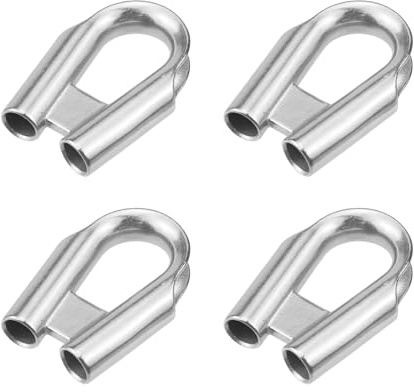 Savagrow 4Pcs Rope Tube Thimble with Gusset Silver Wire Tube Thimble 304 Stainless Steel Winch Rope Tube for 6-8mm Cable