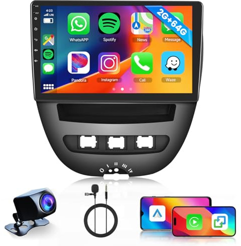 2GB 64G Autoradio per Toyota Aygo/Peugeot 107/Citroen C1 2004-2014 Android Radio Wireless Carplay Android Auto, Stereo 10 Pollici Touch Screen 2 Din Radio Navigazione GPS WiFi Bluetooth FM/RDS Hodozzy