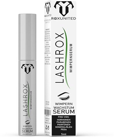 ROXUNITED Wimpernserum Lashrox Hormonfrei 5 ml – Natürliches, Veganes Wimpernwachstumsserum für Längere, Dichtere und Stärkere Wimpern, Ohne Prostaglandine, Auch als Augenbrauenserum