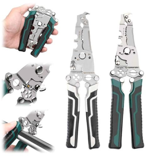 Pince à dénuder pliable 18 en 1,Pince à dénuder pliable multifonctionnelle,Pince à sertir,Multifonctionnel Outil de sertissage et de coupe,Outil d'électricien professionnel (v+g)
