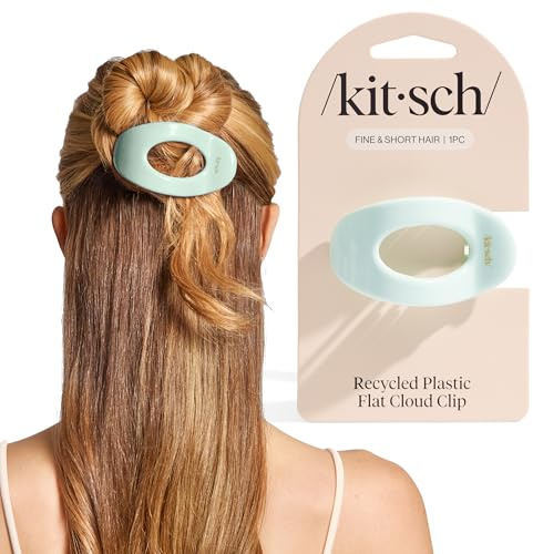 Kitsch Small Flat Claw Clips for Women - Stylish Flat Hair Clips, Strong Hold for Thick & Fine Hair | Non-Slip for Secure, Comfortable All-Day Wear | Ideal Gifts for Women - Sage Leaf