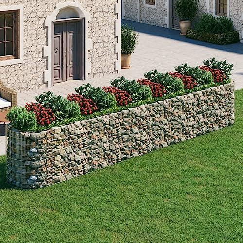 JHQHSM Gabbione con Letto Rialzato, Gabbioni metallici Gabbione in Rete Metallica Fioriere da esterno Gabbione per Sassi Adatto per Cortile Patio Giardino Caffetterie in Ferro Zincato 600x100x100 cm