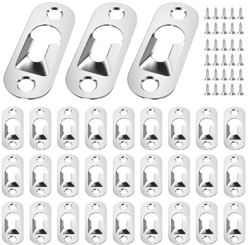Lot de 30 chevilles pour cadre photo avec 60 vis et plaques de suspension en trou de serrure - Parfait pour une suspension murale facile