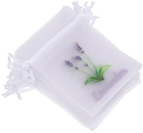 DONFAMDS Sacchetti per Lavanda Vuoti 20 Pezzi in Stoffa di Garza Bianca Chiusura a Coulisse, Design Elegante e Materiale Traspirante per Arredamento Casa e Cassetti