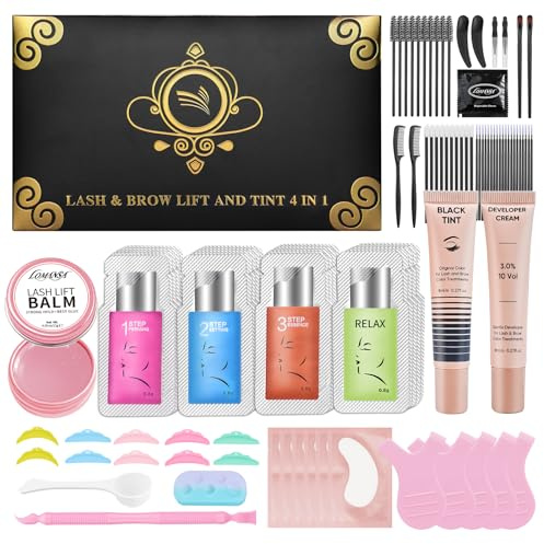 Lomansa Lash Lift and Color Kit, Eyelash Perm with Lash Curls & Vibrant Black Color, Salon-Quality Results for Women Beginner Salon Use - with Lash Lift Balm