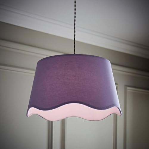ValueLights | Mabel Large Lilac Scallop Edge Linen Lamp Shade and Bulb | Shades, Home Décor & Improvement Essential