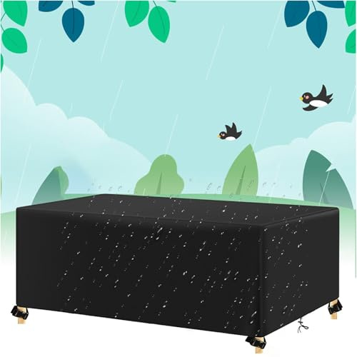 Housse de Table de Jardin Rectangulaire Housse de Protection Mobilier Exterieur Bâche Table De Jardin 160x120x74cm/LxWxH Imperméable Anti-déchirure et Anti-UV Antipoussière Noir Tissu Oxford 420D