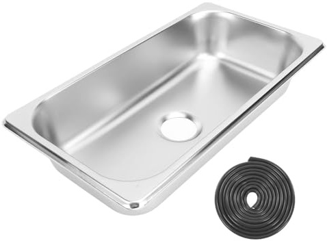 Bootsspüle, eingelegt, kratzfest, Wohnmobilspüle, leicht zu reinigen, hitzebeständig, vielseitig, rostfrei, großes Innenvolumen(325x176x65mm silver)