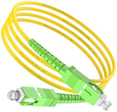 Ohmvolta SC/APC to SC/APC Câble fibre optique orange 5M, câble de raccordement monomode unique, cordon de raccordement optique - Simplex - 9/125um - Compatible OS1/OS2