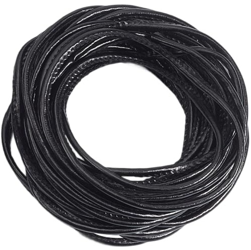 GORGECRAFT 10 m 5mm di Cordino in Pelle PU Nera Tondo Piatto Lucido in Similpelle Morbido A Doppia Faccia con Cordino Pieghevole per Lavori Fai da Te Creazione di Gioielli Braccialetti e Borse.