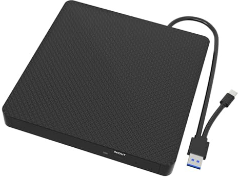 Zkydhbd Grabador y lector de DVD externo USB 3.0 USB C Reproductor de DVDs Discos ópticos Quemadores para portátiles de escritorio Quemadores portátiles